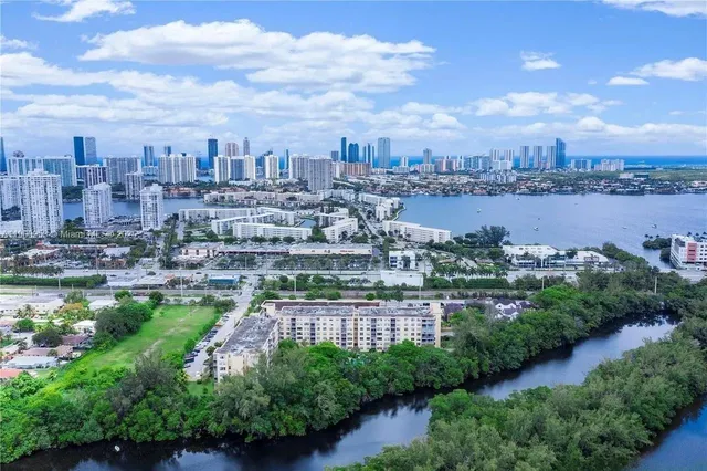 a view of a city with a lake view