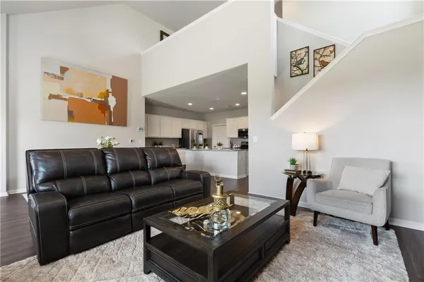 a living room with furniture