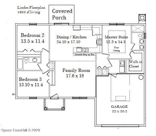 1475 Wakefield Road Southeast Palm Bay, FL 32909 - Photo 52 of 52 floorplan 1608 COVERED PORCH