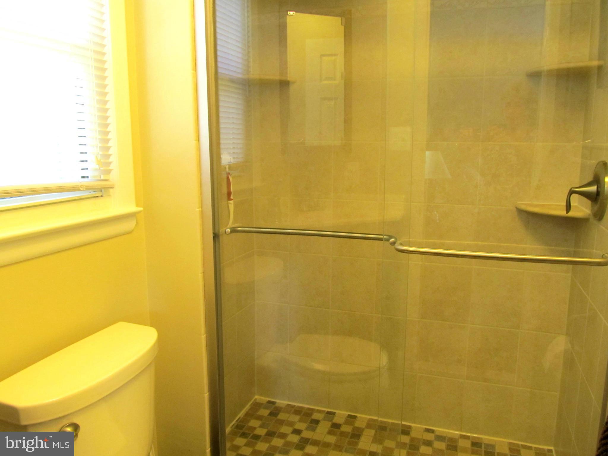 126 Kingbrook Road Linthicum, MD 21090 - Photo 10 of 23 a bathroom with a blue shower and a toilet