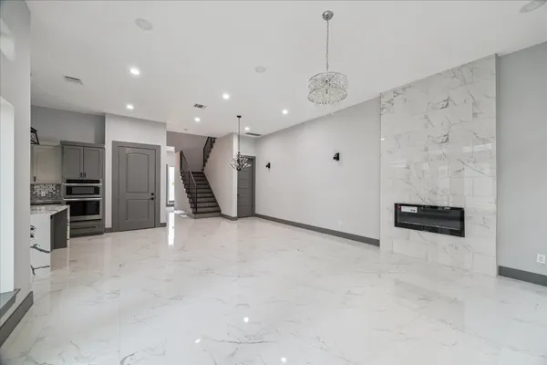 a view of a livingroom with a staircase
