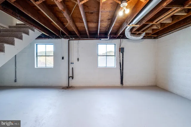 a view of room with garage
