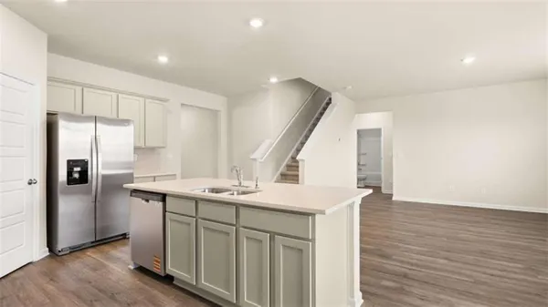 an empty room with windows