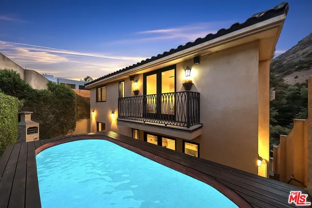 a porch with seating space