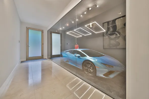 a car parked in a hall