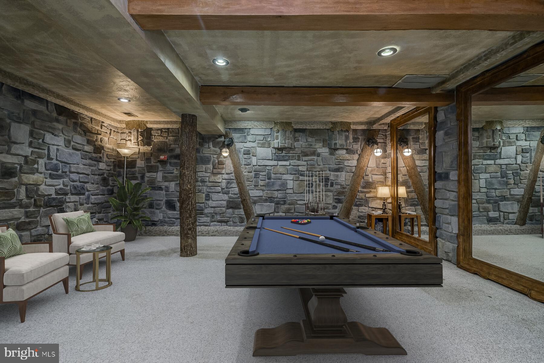 4530 Ten Oaks Road Dayton, MD 21036 - Photo 37 of 49 Enchanting game room with stone walls & wood beams