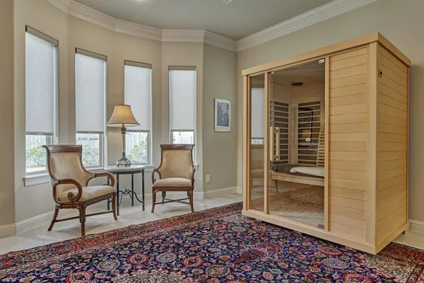 a living room with furniture