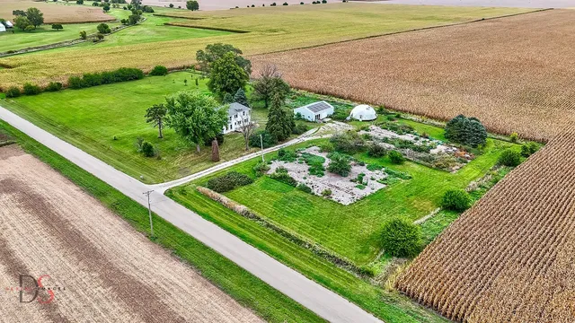 a view of a garden with an outdoor space