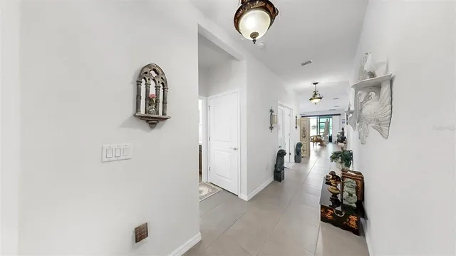 a view of a hallway with closet