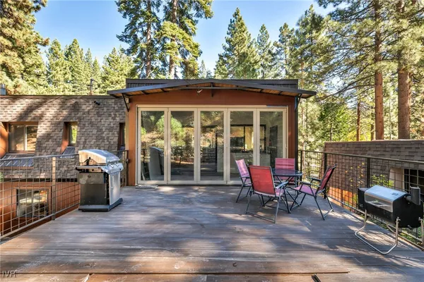 an outdoor space with furniture