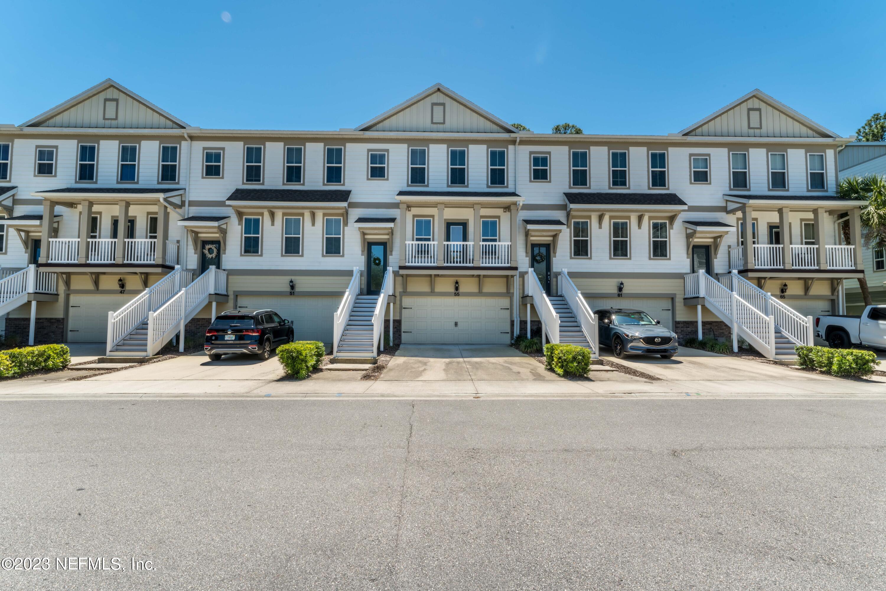 a front view of a building with street