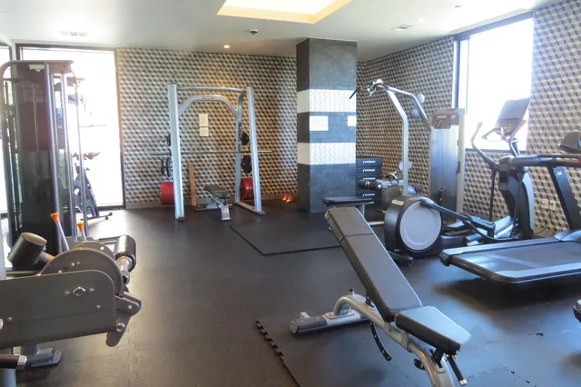 a room with gym equipment