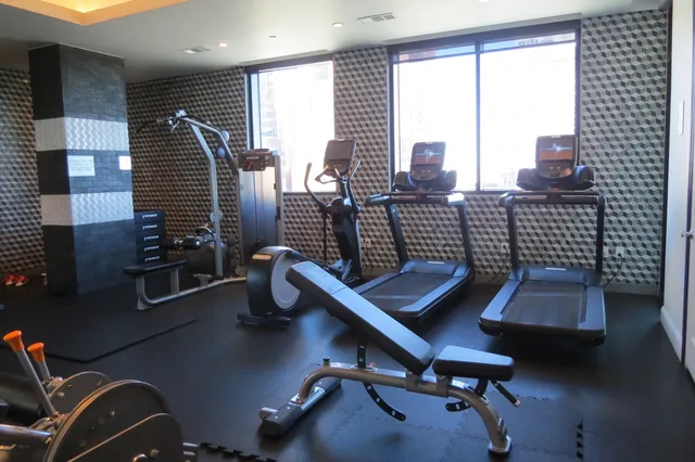 a view of a room with gym equipment