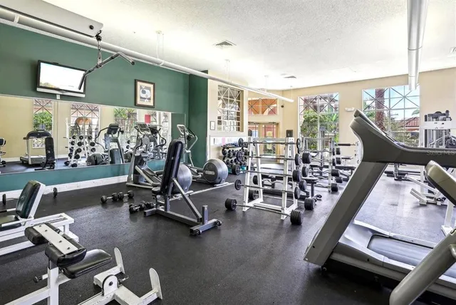 a view of a room with gym equipment