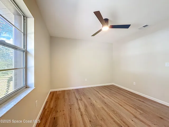 a view of a small space with a window