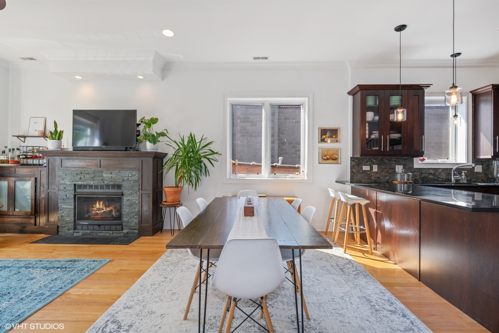 2642 West Cortez Street, Unit 3 Chicago, IL 60622 - Photo 9 of 19 a living room with furniture and a fireplace
