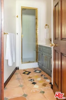 a view of a room with racks on the wall