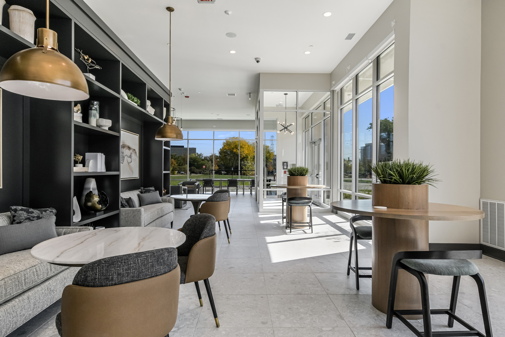 5424 Old Orchard Road Skokie, IL 60077 - Photo 43 of 56 a outdoor space with lots of tables a large mirror and chairs