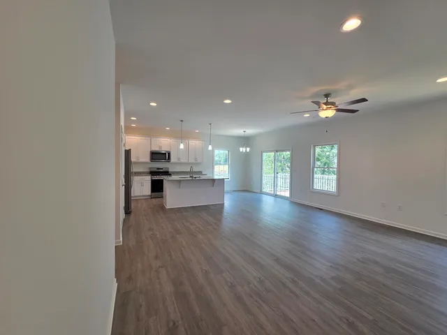 a view of a room with racks on the wall