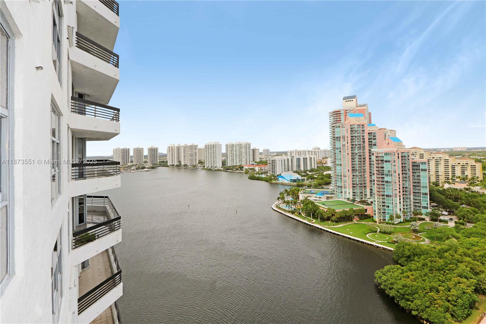 3530 Mystic Pointe Drive, Unit 2402 Aventura, FL 33180 - Photo 6 of 33 a view of balcony with city and ocean view