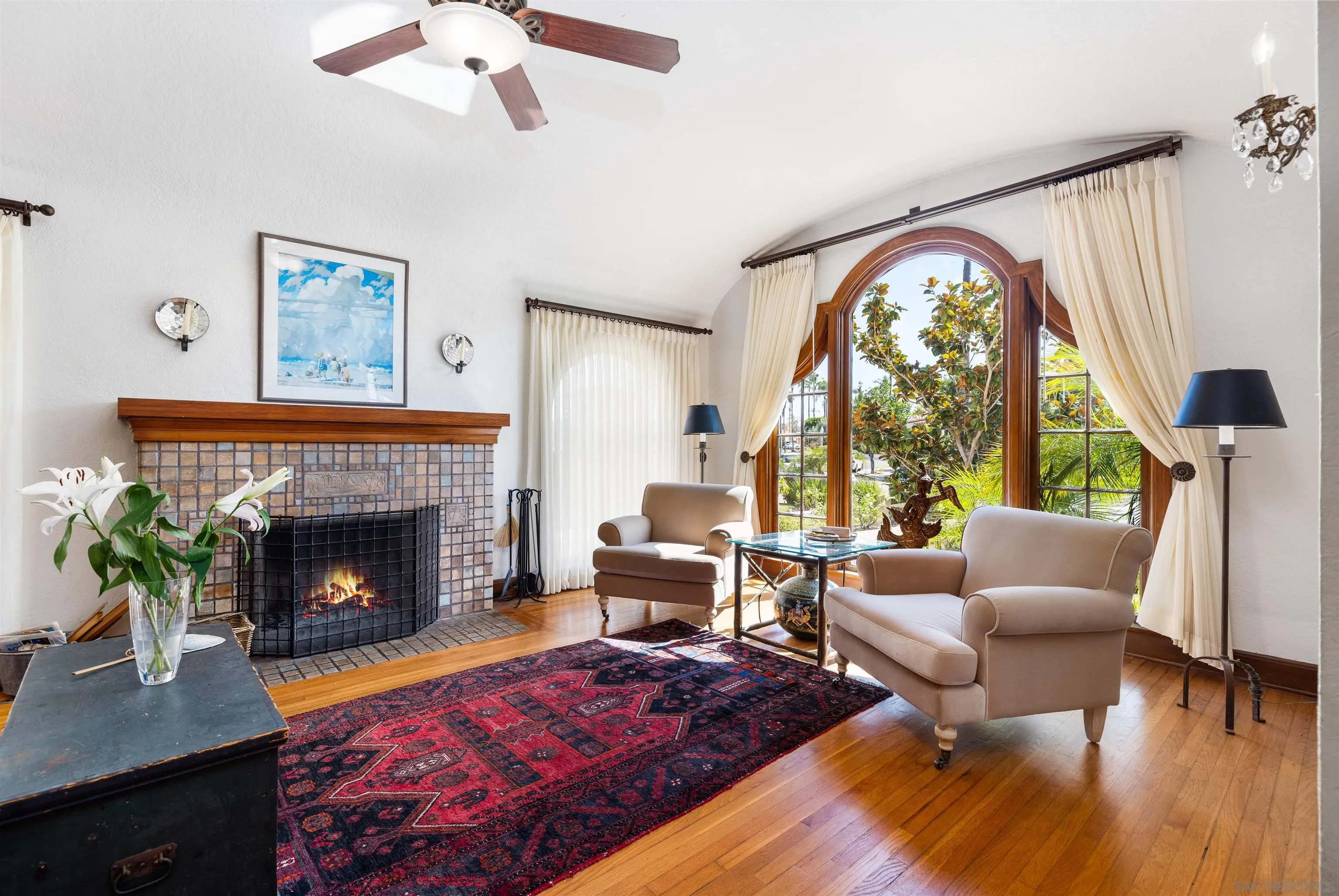 4192 Rochester Road San Diego, CA 92116 - Photo 13 of 38 a living room with furniture and a fireplace