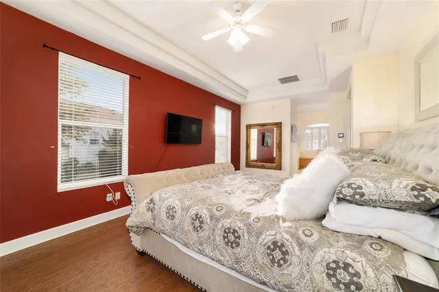 a aerial view of a house with swimming pool