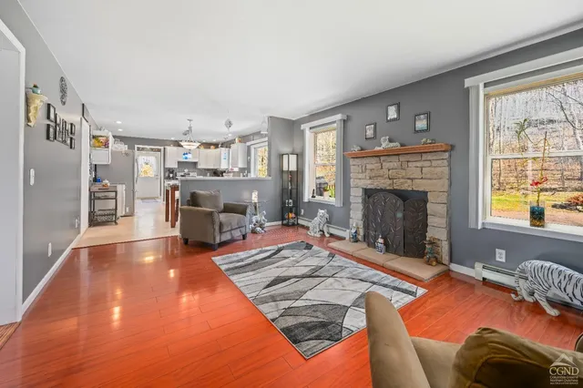 a view of a lush green hillside and houses