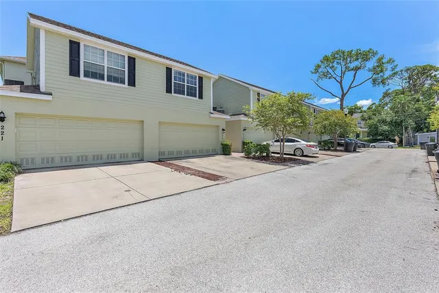 a view of a house with a street