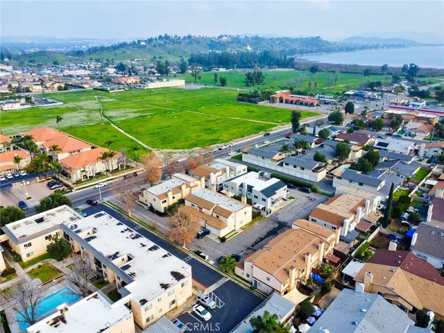 an aerial view of a city with lots of residential buildings