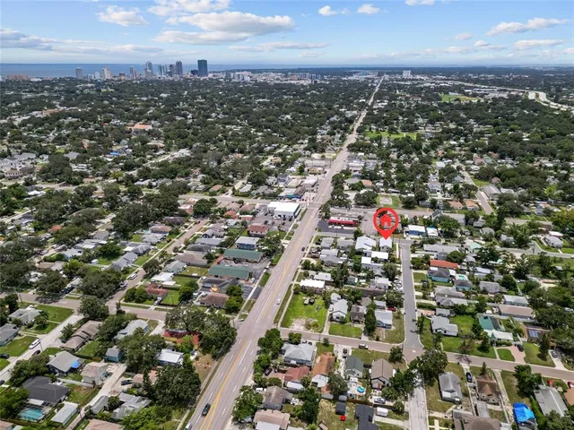 an aerial view of city
