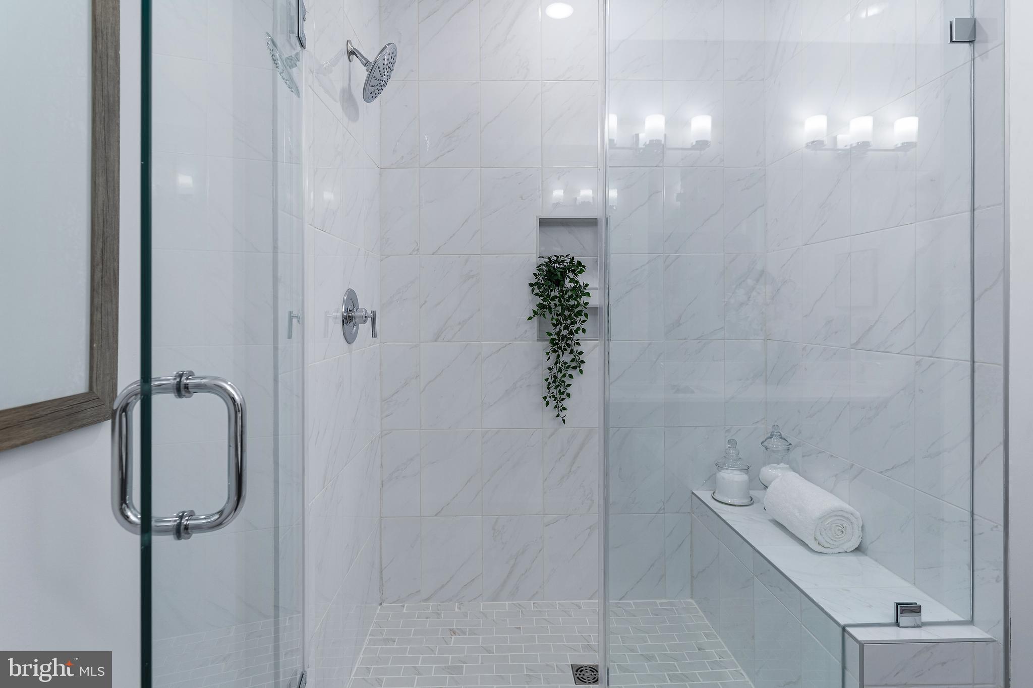 78 Old Mill Bottom Road North, Unit 103 Annapolis, MD 21409 - Photo 15 of 37 Luxury Shower w/Custom Tile, Frameless Glass, Seat
