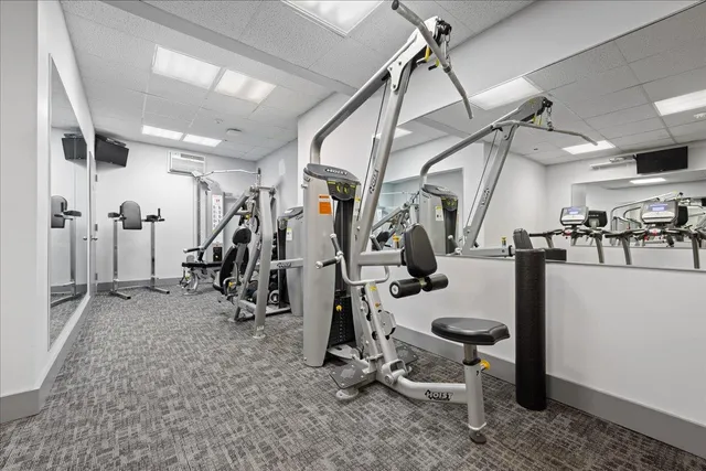 a view of a room with gym equipment