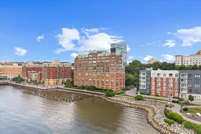 a view of a city with a terrace