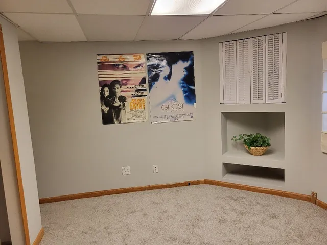 a view of a yard with a tree