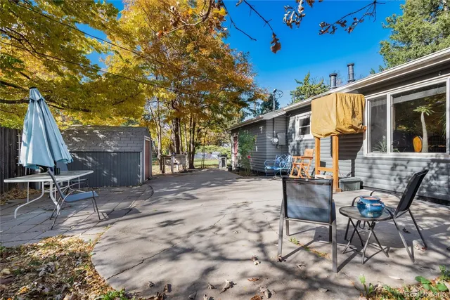 a view of a field with a tree in the background