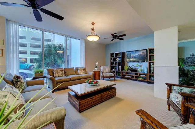 a living room with furniture
