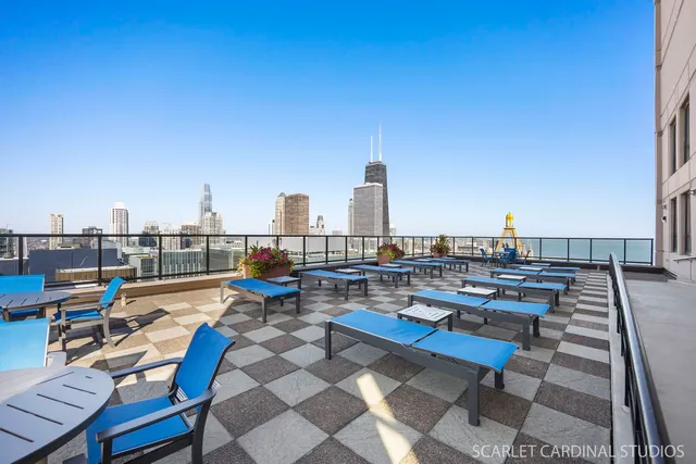 a view of a terrace with chairs