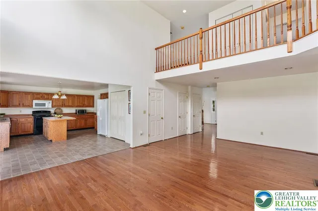 a view of a livingroom with wooden floor