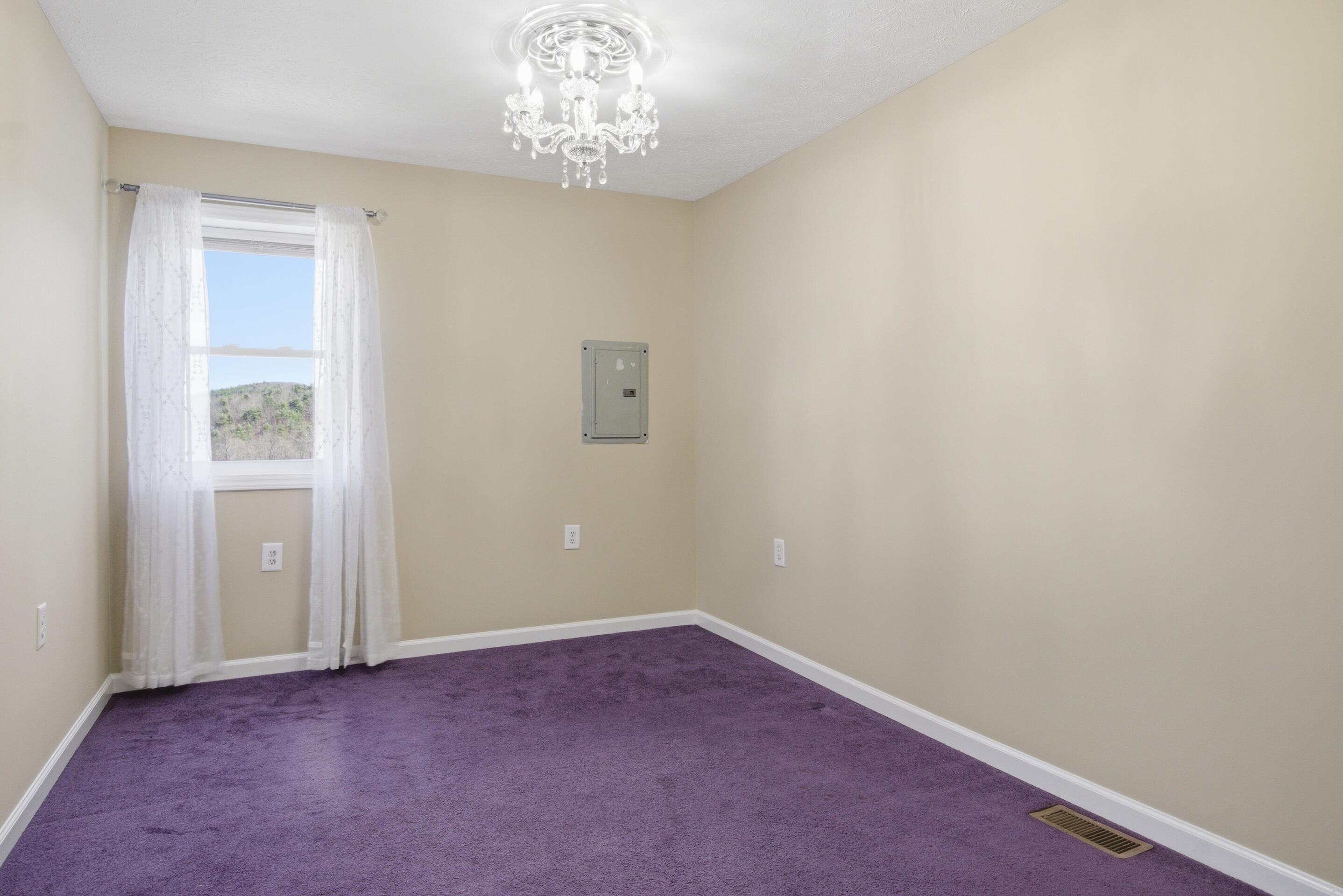 6458 Piney Woods Road Riner, VA 24149 - Photo 26 of 50 an empty room with a chandelier fan
