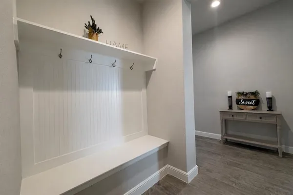 a view of an empty walk in closet
