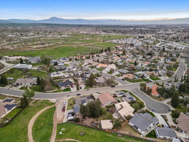 a view of a house with a yard and potted plants