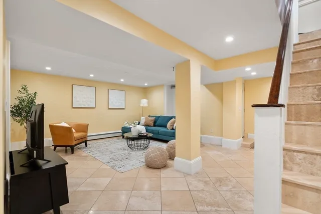 a living room with furniture