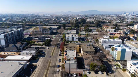 an aerial view of a city