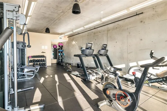 a view of a room with gym equipment