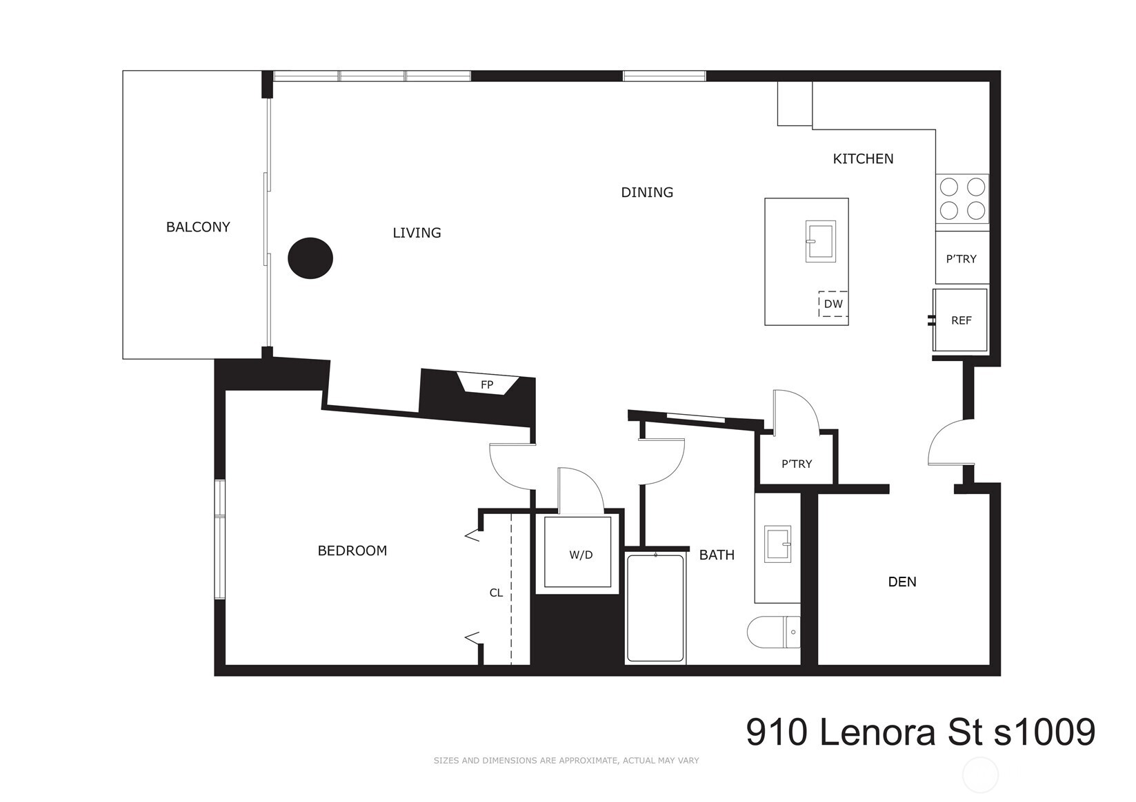 910 Lenora Street, Unit S1009 Seattle, WA 98121 - Photo 28 of 35 a picture of a room with a white wall and a white refrigerator