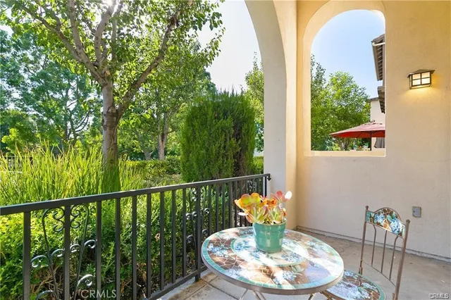 a outdoor view with a seating space