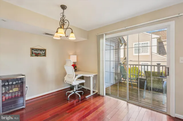 a workspace with wooden floor