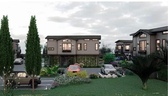 a car parked in front of a house