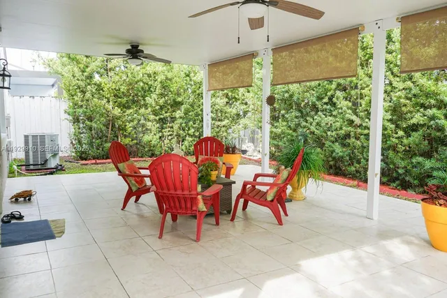 a outdoor view with a sitting space