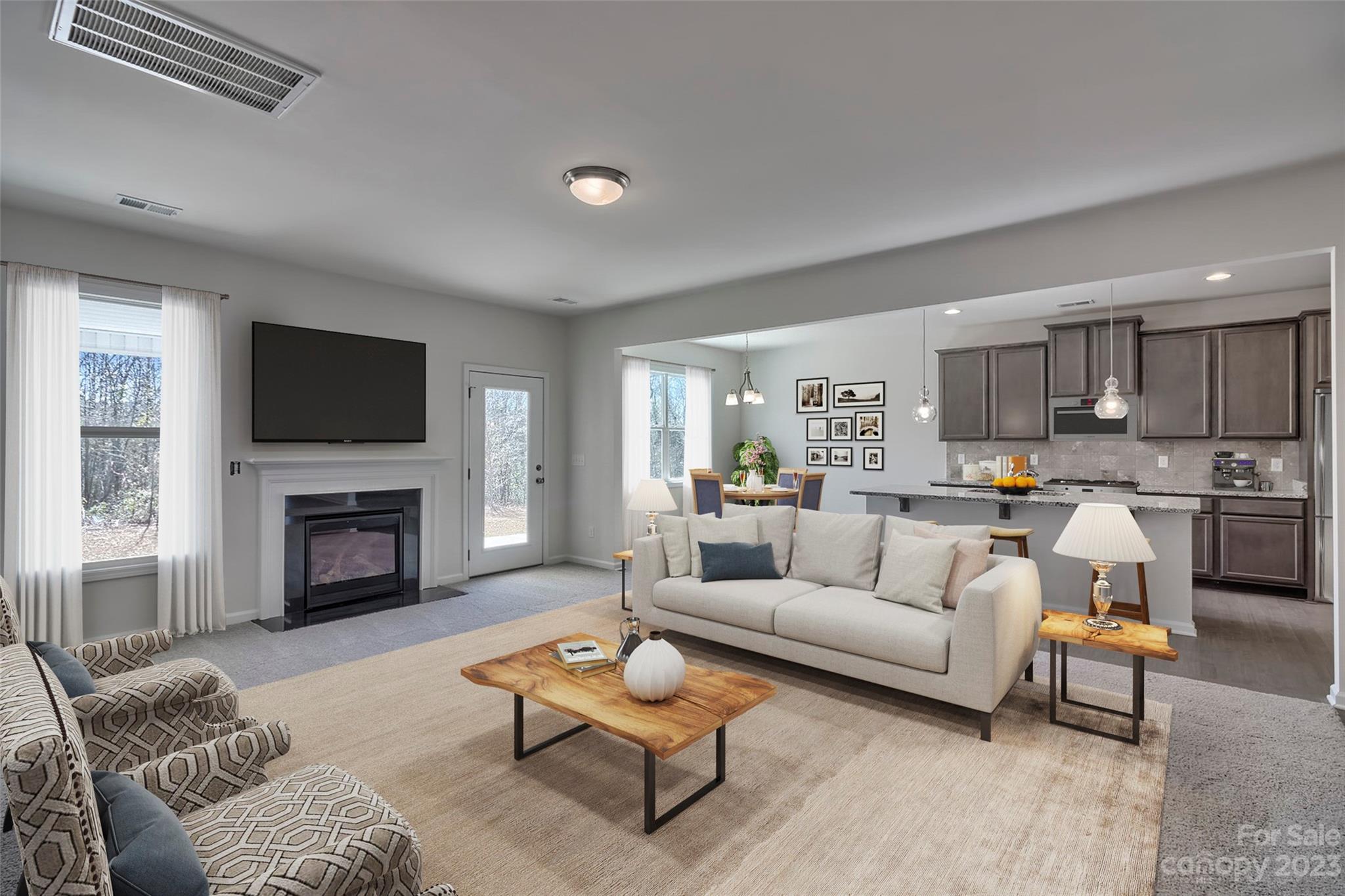 745 Sawgrass Rdg Court Rock Hill, SC 29732 - Photo 5 of 19 a living room with furniture a fireplace and a flat screen tv